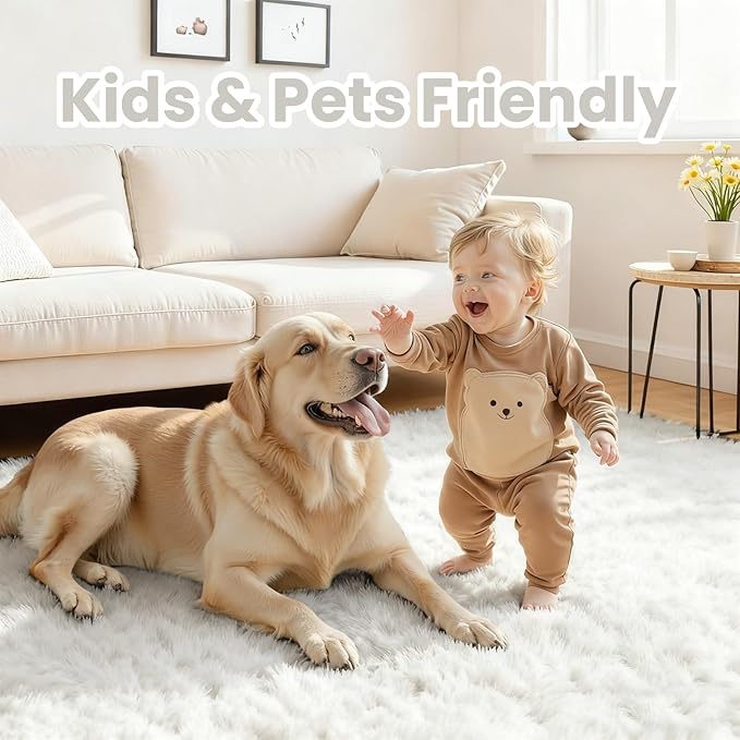 5x7 Area Rugs for Living Room: Ultra Soft Fluffy Shag White Rug for Bedroom, Non-Slip Large Fuzzy Plush Rug Indoor Floor Carpet for Nursery Kids Boys Girls Room, Dorms, Modern Home Decor
