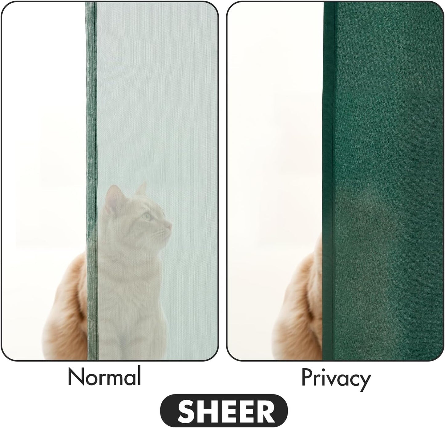 MIULEE Hunter Green Privacy Sheer Curtains That Let Light in 96 Inches Long Non-See-Through Semi Sheer Curtain Light Filtering Window Christmas Drapes for Living Room Bedroom 2 Panels Set 42 X 96