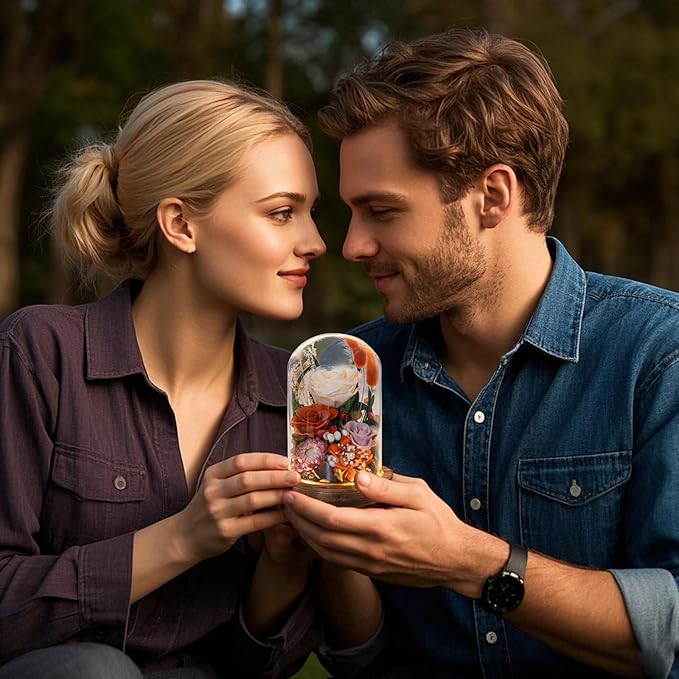 Forever Flower Gifts for MOM:Perfect Mothers Day Flowers for Mom Wife Grandma-Preserved Flower with Symbolic Ladybugs–Flowers for Delivery Prime on Anniversary Birthday (Orange)