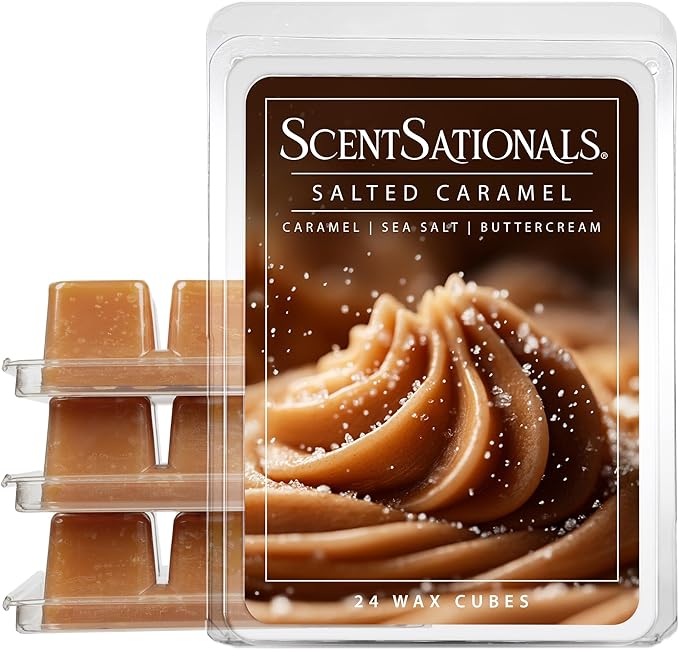 Scentsationals Wax Melts Strong Scent - Salted Caramel Buttercream - Long Lasting Scented Melts for Warmers, 10oz (24-Cubes)