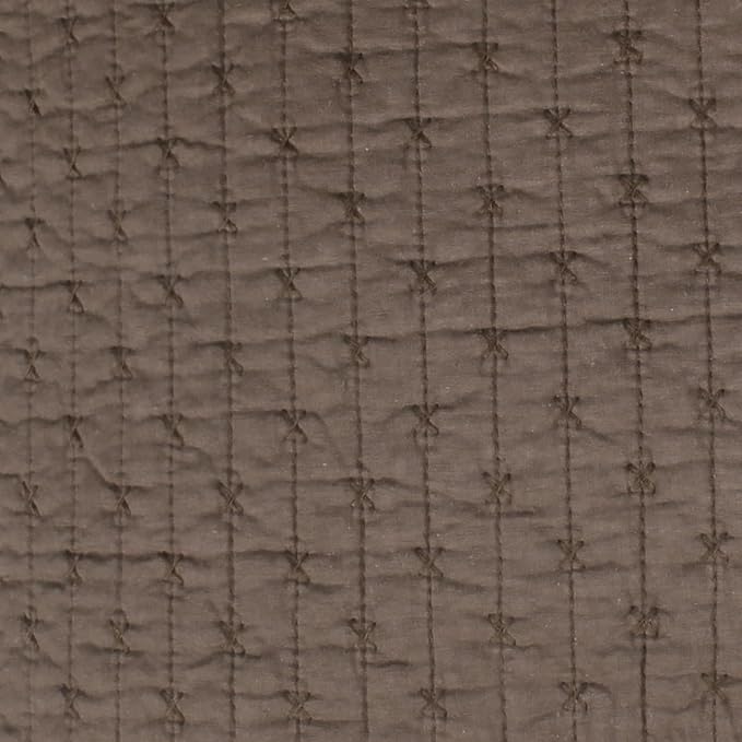 Levtex Home Cross Stitch Reversible King Bedspread Set (120x104in) with 2 Pillow Shams (36x20in) - Stitch Texture - Cocoa - Cotton King Size Bedspread Set - Soft, Pre-Washed