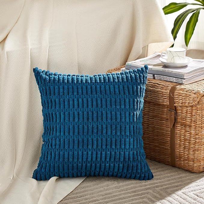 Fancy Homi 4 Packs Decorative Throw Pillow Covers for Living Room Couch Bed, Modern Farmhouse Boho Home Décor Accent Cushion Case, 18" x 18" (Pack of 4), Teal