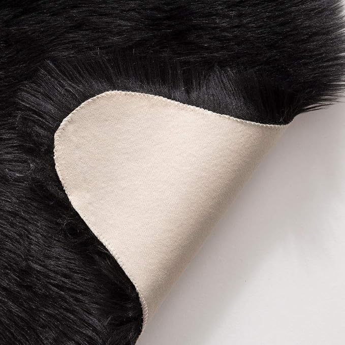 MIULEE Luxury Super Soft Fluffy Area Rug Faux Fur Sheepskin Rug Decorative Plush Shaggy Carpet for Bedside Sofa Floor Halloween 3 x 5 Feet, Black