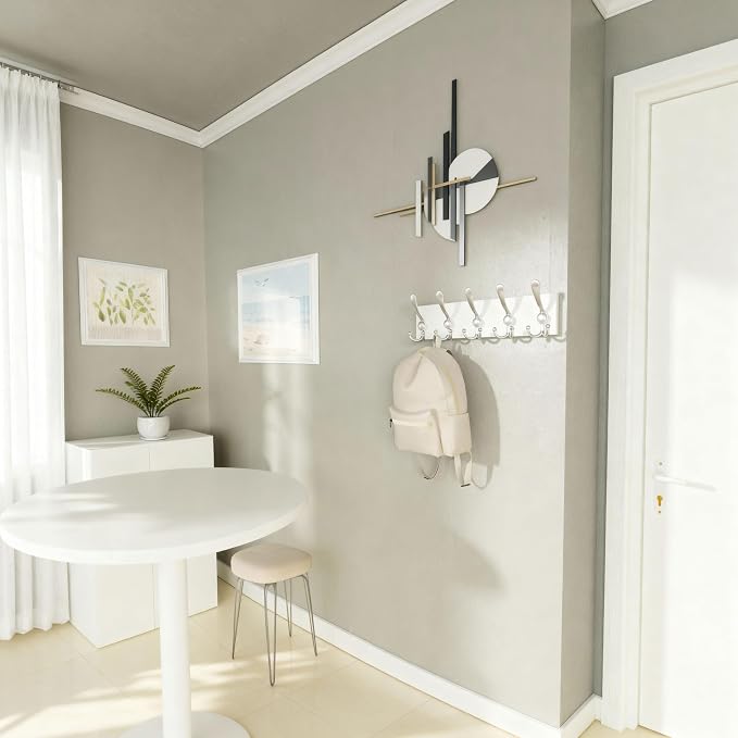 SKOLOO Creations White Solid Wood Wall Mounted Coat Rack, 5 Hooks, 16-7/8" Long - Kitchen, Mudroom, Entryway, Bathroom - Includes Mounting Hardware, Wall Coat Hanger, Towel Rack