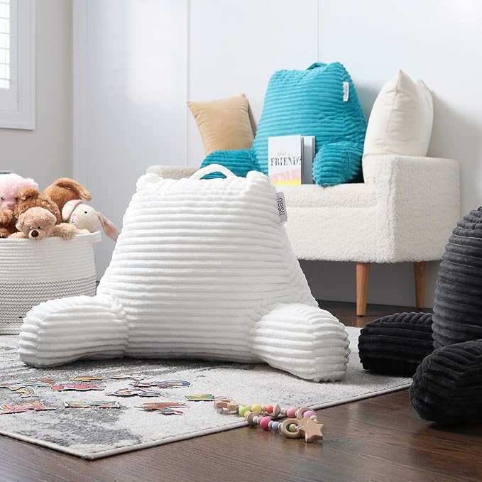 Hearth & Harbor Reading Pillow for Bed Adult – Back Pillow for Sitting in Bed, Standard Bed Pillows for Sitting Up in Bed, Foam Bed Chair Pillow, White Bed Rest Pillow