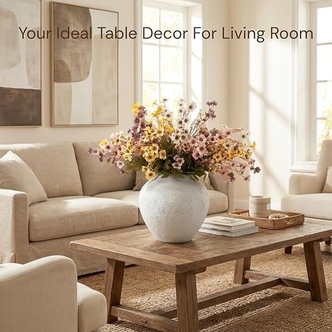 RyddeligHome 24 Stems Artificial Wildflower Bouquet - 23" Tall Faux Silk Flowers for Spring Decorations - Yellow, Pink, White & Purple Flowers for Large Vases - Spring Table Centerpiece & Home Decor