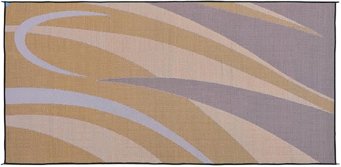 Stylish Camping Reversible Graphic Patio Mat - 8' x 16', Brown/Gold