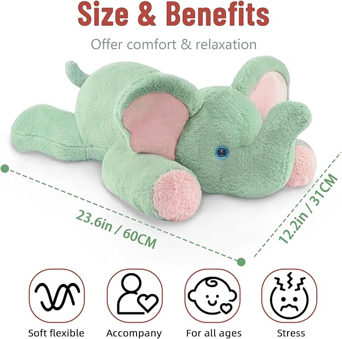 Niuniu Daddy 20" | 3.3 Pound Elephant Weighted Stuffed Animals, Large Pillowfort Plush Animal Toys for Kids Adults, Large Body Pillow for Gifts Presents Birthday Christmas Holiday