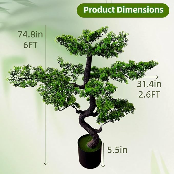 37.5" Artificial Bonsai Tree in Pot – Realistic Cedar Tree Faux Pine Plant for Home & Office Decor, Hotel Lobby Entryway Greenery
