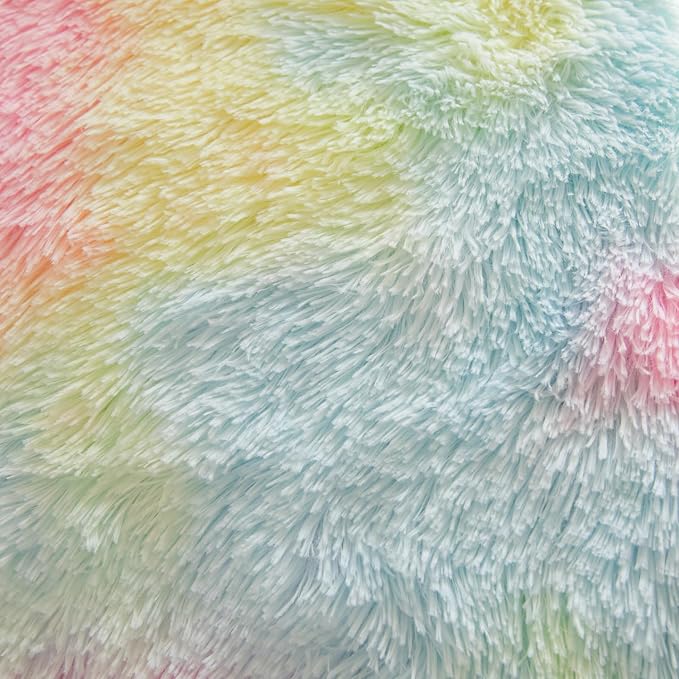 chovy Faux Fur Plush Tie-Dyed Colorful Pink Comforter Sets Full/Queen - Ultra Soft Shaggy Flannel Velvet Fluffy Fuzzy 3PC Bedding Set （Comforter x 1 Pillowcases x 2）