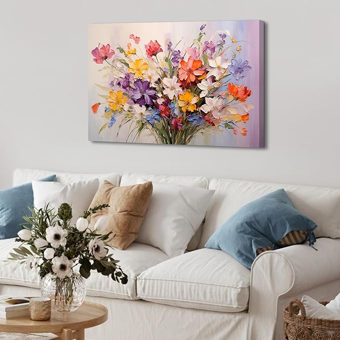 Colorful Flower Pictures Wall Decor Wildflower Wall Art for Teen Girls Bedroom Abstract Nature Poppy Daisy Floral Canvas Painting Watercolor Botanical Plant Poster Modern Artwork Home Decoration 20x30