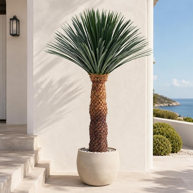 6FT Artificial Agave Plant in Black Pot Tall Faux Agave Floor Plant with Removable White Coating, Fake Yucca Look Plant for Indoor Outdoor Front Porch Patio Home Office Hotel Desert Style Decor