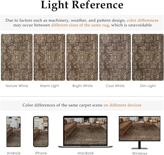 4x5 Washable Area Rug for Living Room Bedroom Vintage Brown Soft Low Pile Carpet Traditional Retro Non Slip Throw Rug for Dining Room Entryway Indoor Dorm Kitchen
