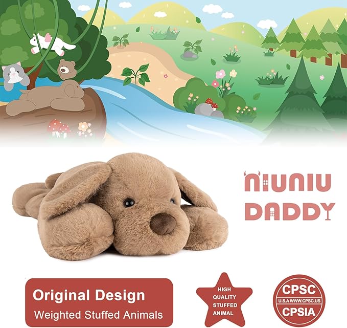 Niuniu Daddy 24 Inch 5 Pound Dog Weighted Stuffed Animal for Adults Kids, Soft Fur Plush Hugging Toy for Calming, Comfort, Great, Birthday Present for All Ages