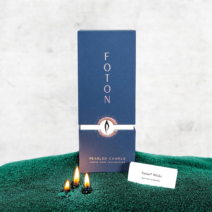 Foton Pearled Candle Colored 18 Oz - Emerald Green Unscented Non Toxic Luxury Long Lasting Powder Wax Sand Candles up to 120 Hours - Refillable Pearl Candle Sand with 30 Wicks for Candles Making