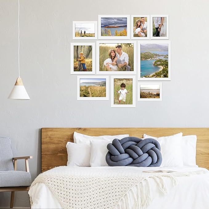 Picture Frames, Picture Collage Wall Decor 10 PCS, Gallery Wall Frame Set for Wall Mounting or Tabletop Display, Multi Sizes Including 8x10, 5x7, 4x6 Family Photo Frames White