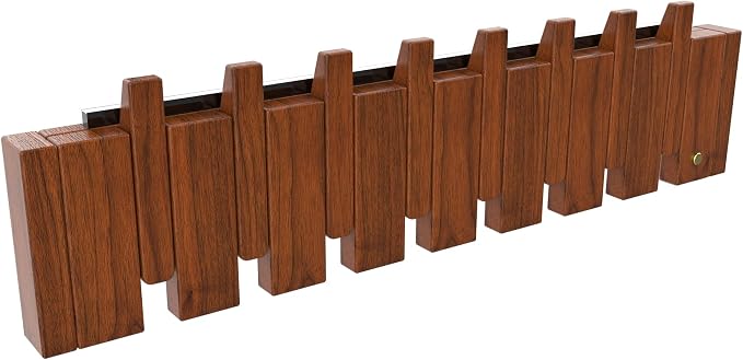 Wall Mounted Coat RackHooks Piano Key Hangers Natural Solid Wood Hanger Non-Woven Fabric Clothes Hangers for Closet, Kitchen, Bedroom, Bathroom, Entryway (Led Walnut, 8 Hooks)