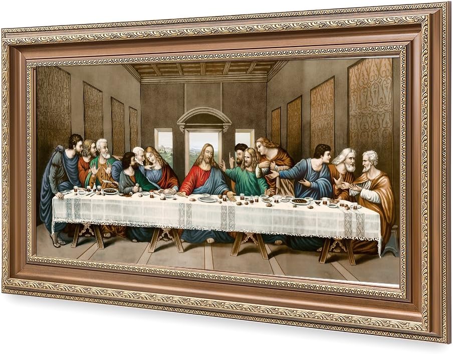 DECORARTS -The Last Supper, Leonardo da Vinci Classic Art Reproductions. Giclee Print& Museum Quality Framed Art for Wall Decor. 24x12, Framed size: 29x17