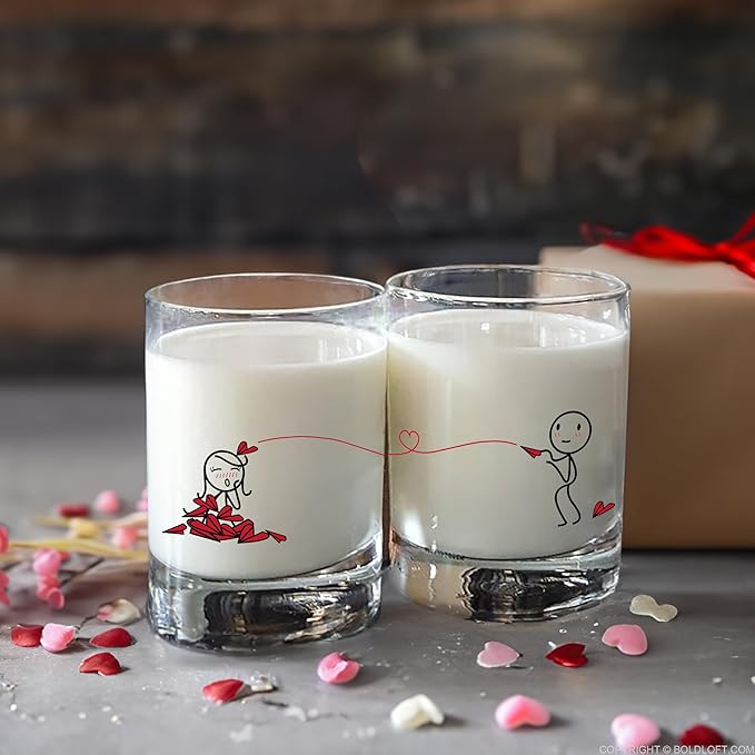 BoldLoft Love Will Find A Way Couple Drinking Glasses-Gifts for Her, Girlfriend, Wife, Romantic Gifts for Anniversary, Valentines, Birthday, His and Hers Home Decor for Couples