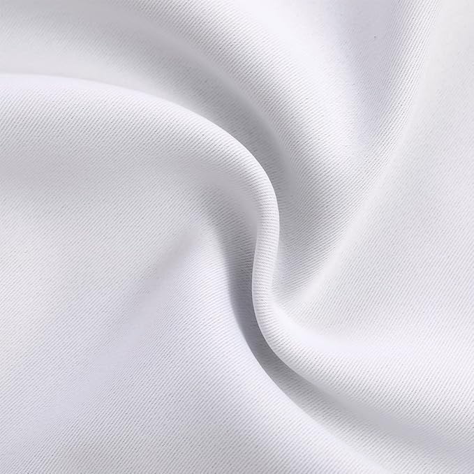 Greyish White Blackout Curtains Set - Double Layers Voile Sheer Light Blocking Draperies with Tie-Backs for Bedroom Windows, 52 x 54 inches, 2 Pieces