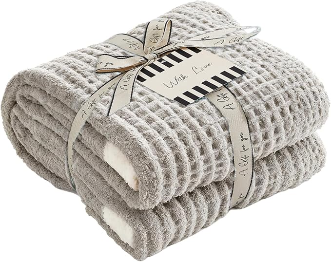 WRENSONGE Soft Checkered Throw Blanket for Couch-Cozy Warm Knitted Blankets | Lightweight Warm Fluffy Decor for Women, Mom, Her & Girls, Sofa, Chair, Bed, 50x60in, Sand