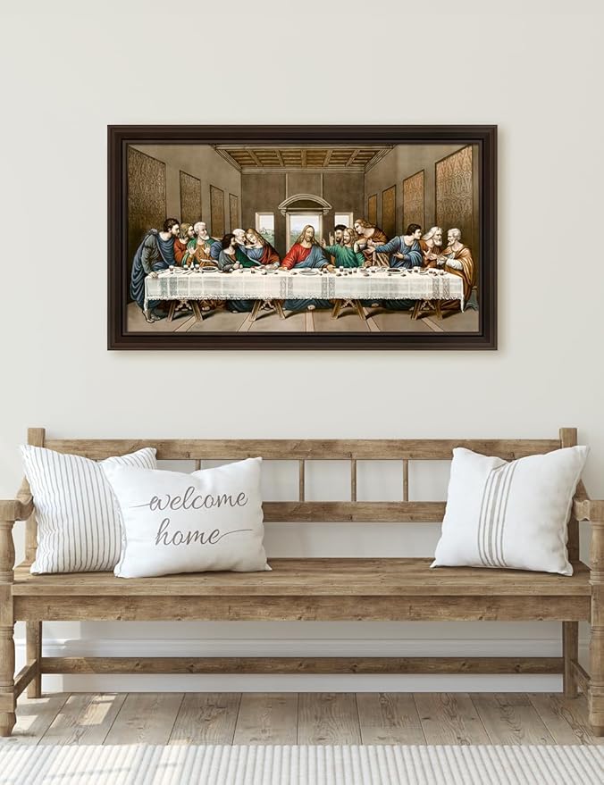 DECORARTS - The Last Supper by Leonardo Da Vinci Giclee Reproduction, Giclee Print on Acid-Free Cotton Canvas with Matching Deep Brown Solid Wood Frame