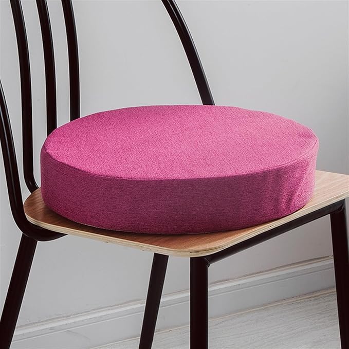 Reyox Thicken Cotton Linen Chair Cushion, Non Slip Seat Cushion for Recliners, Armchairs 2" Thick Round Purple 2 18" x 18"