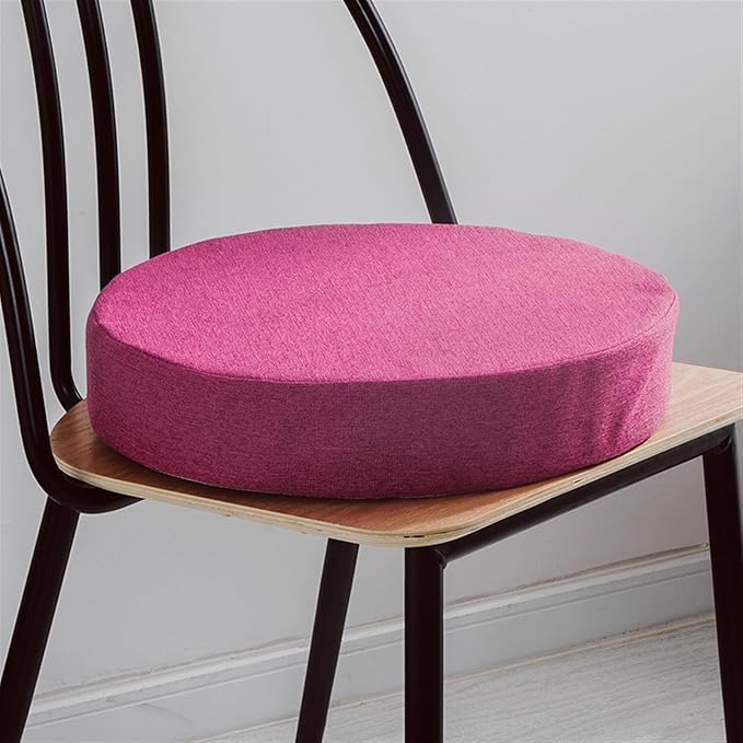 Reyox Thicken Cotton Linen Chair Cushion, Non Slip Seat Cushion for Recliners, Armchairs 2" Thick Round Purple 2 16" x 16"