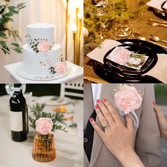 16pcs 4" Peonies Artificial Flowers Bulk, Pink Fake Peony Foam Flowers, Silk Peonies Faux Bouquet for Floral Arrangements Wedding Bridal Flower Cake Decorative Flower Table Centerpieces