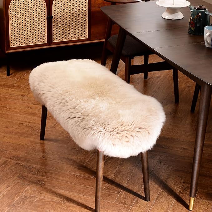 LLB Genuine Sheepskin Area Rug Wool Rug Fur Carpet Fluffy Shaggy Fur Rug for Living Room Kids Bedroom Real Sheepskin Throw Lambskin Rugs Sofa Mat Chair Seat Covers (Cream Brown, 2 x 3 ft Sheepskin)