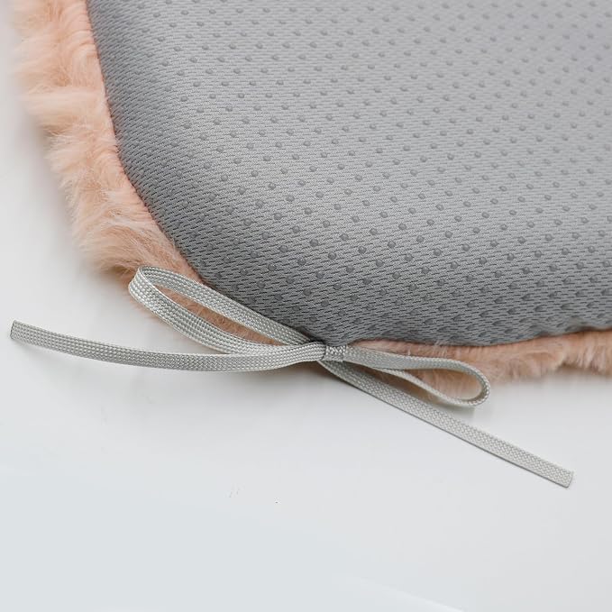 Lifup Square Chair Pads Memory Foam Seat Cushion Soft Cozy Plush Non Slip Thick Pad with Ties and Removable Cover for Dining Room, Office Pink 14 x 14 Inch