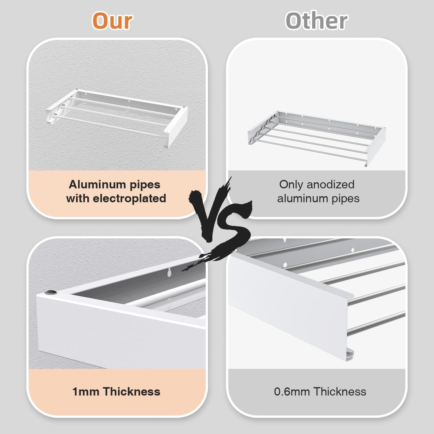 Laundry Drying Rack Collapsible, Wall Mounted Clothes Drying Rack Wall, Space Saving Drying Rack for Laundry, 19.8" Wide, 3 Aluminum Rods, 50 lb Capacity