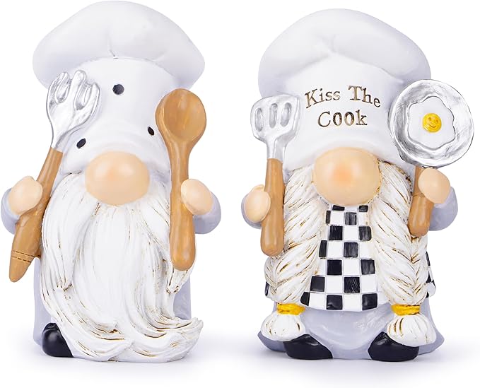 Hodao 2PCS Mother Day Kitchen Chef Gnomes Decorations Farmhouse Chef Gnomes Decor for Home Tabletop Coffee Shop Cooking Figurines Decor Statues Gifts for Mom