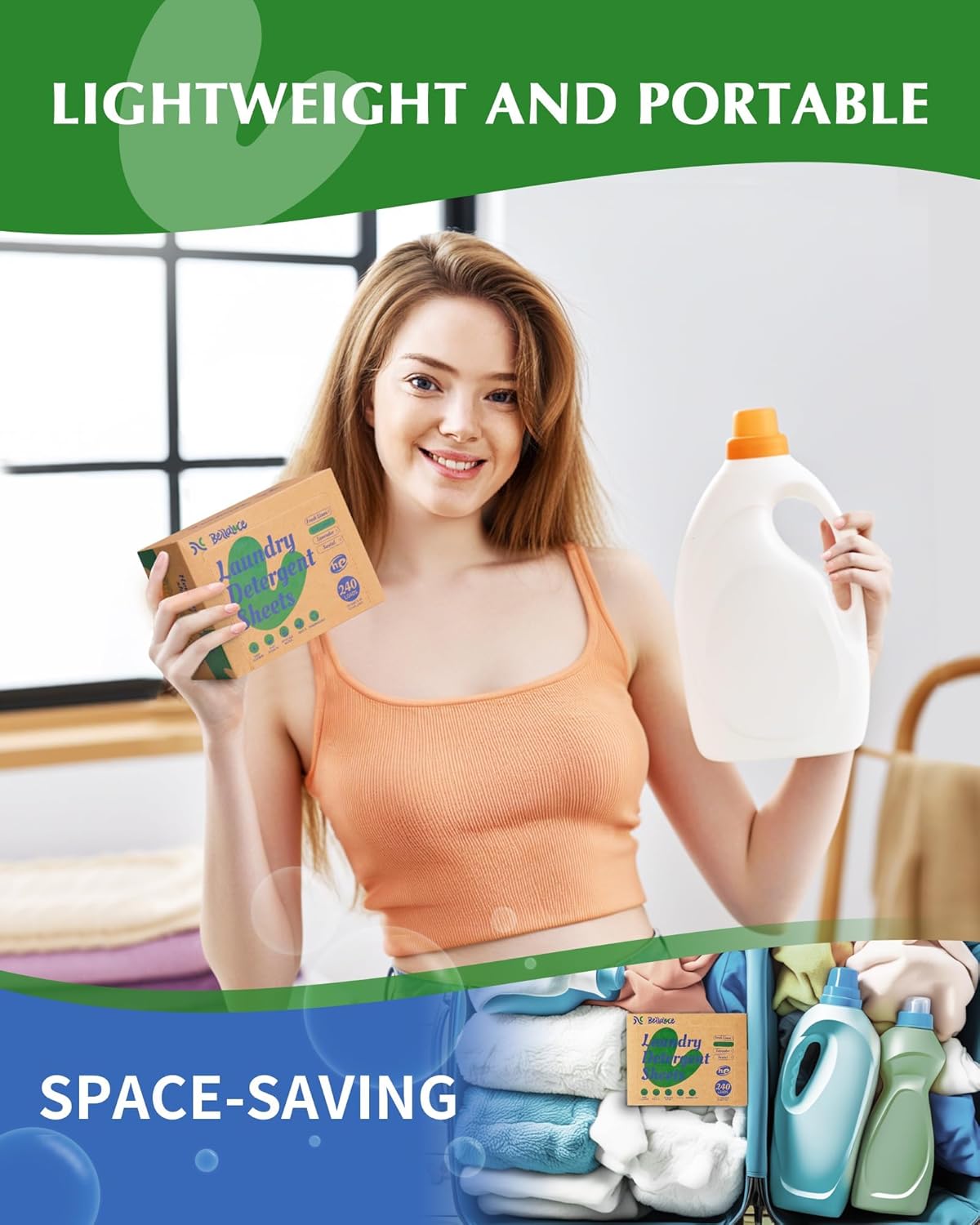 Laundry Detergent Sheets - 240 Loads Unscented Gentle on Sensitive Skin, Laundry Sheets for Dorm,College,Home, Hotel,Apartment,Camping,Cruise,Road Trip,Small space, Family School Travel Essentials