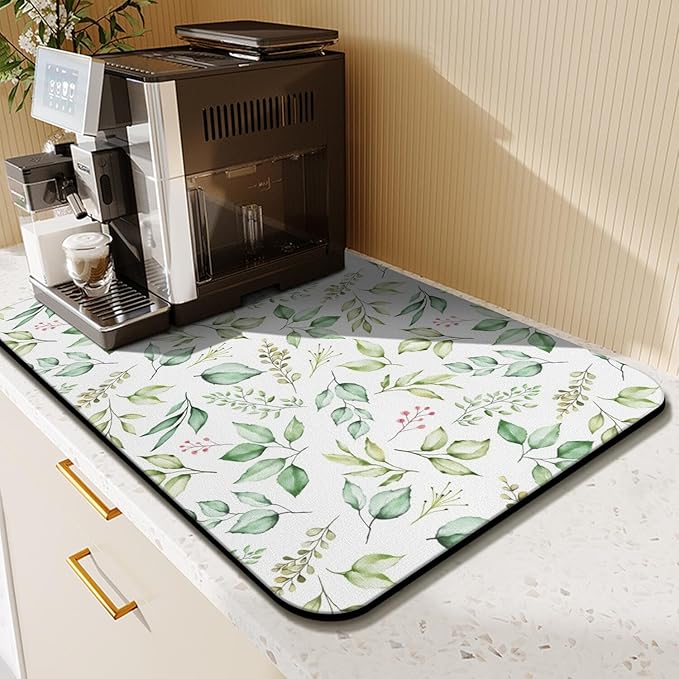 Fun Coffee Mat 23inx15in,Coffee Bar Mat for Countertops,Absorbent Hide Stain Anti-Slip Coffee Bar Accessories Fit Under Coffee Machine Mat,dish Drying Mats for Kitchen