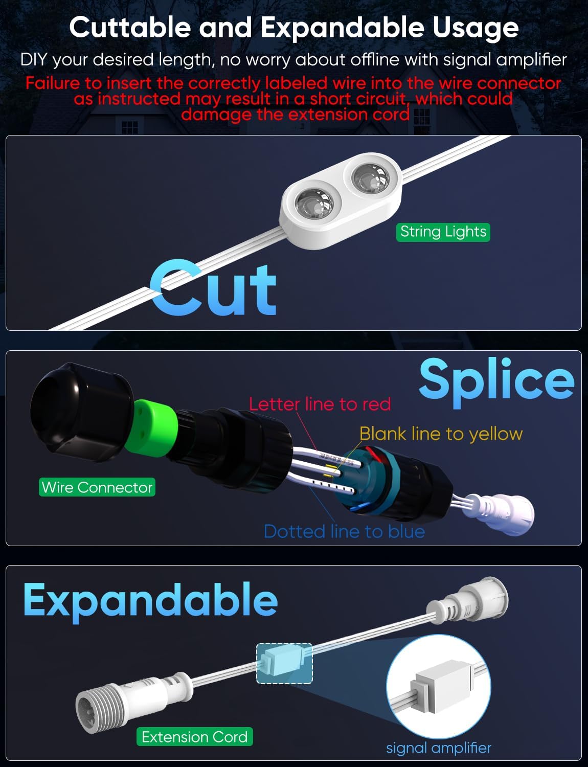 Permanent Outdoor Lights Pro 200ft, RGBCW Smart Eaves Lights with 144 LED Lights, Dual Lens, Cuttable, 111 Scene Modes, IP67 Waterproof Lighting for Holiday Decoration, Work with Alexa, Black