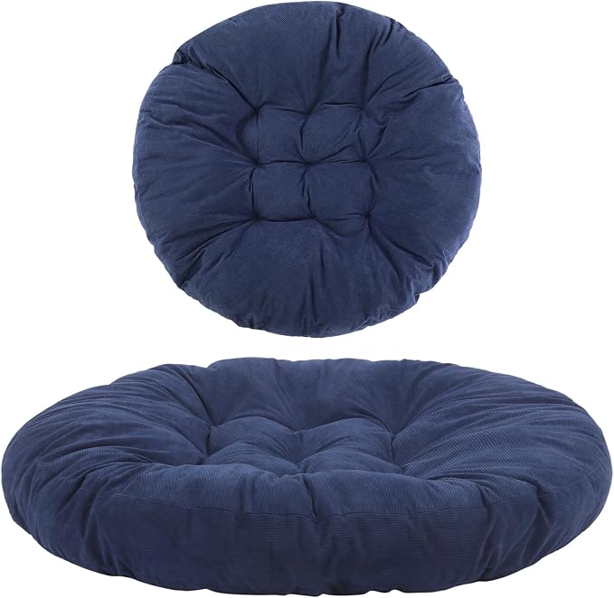 Funnymoom Extra Large Floor Pillow 35 Inch Round Floor Meditation Cushion Papasan Swing Cushion for Adults Oversized Playroom Pillows Big Pillow for Yoga Living Room Sofa Balcony(Dark Blue, Classic)
