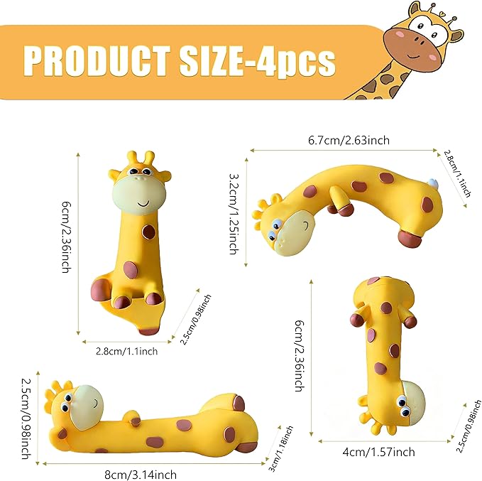 Funny Resin Desk Giraffe Decor 4 PCS, Mini Cute Giraffe Figurines for Computer Monitor, Car Dashboard and Rearview Mirror, Office Desk, Photo Frame Decorations Accessories & Housewarming Gifts