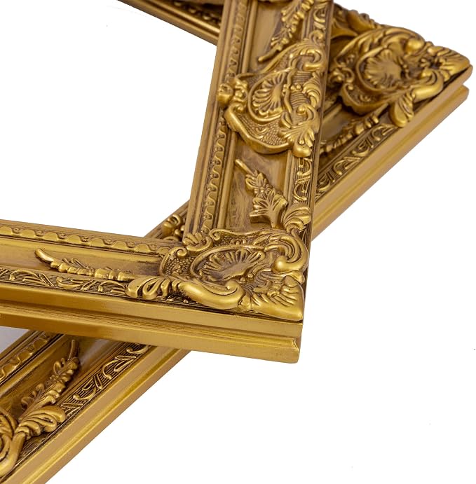 ArtXO Ornate 8x10 Wooden Gold Picture frames,Picture Frame for Photo Frame,Canvas Frames,Art Panels Frame,Paintings,Artwork,Corner Ornaments Gold Frames,8x10 Frame without Acrylic Glass and Backing