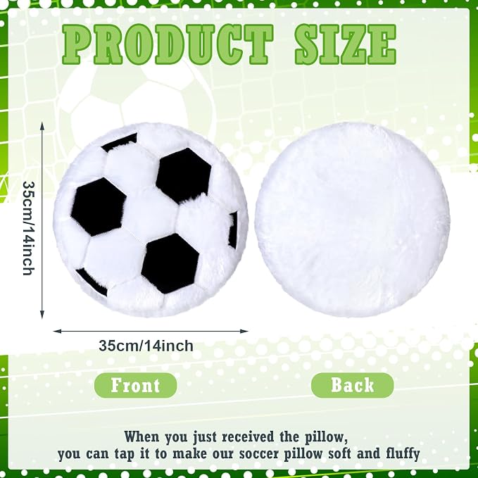Gerrii 8 Pcs Ball Pillows 13.8" Sports Throw Pillows Plush Fluffy Cushion Sport Theme Fluffy Stuffed Plush Cushion for Team Gifts Bedroom Decoration(Soccer)
