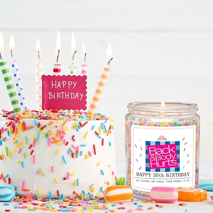 Homsolver 30th Birthday Gifts for Women,Unique Best Friend Gift Ideas -Back & Body Hurts 30th Birthday Decorations Candles