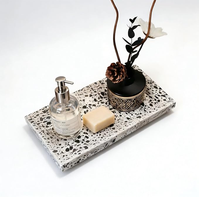 Marble Pedestal Stand, Bathroom Vanity Counter Organizer, Jewelry and Soap Display Stone Tray for Home Decal, Kitchen Sink(Multi Colors)