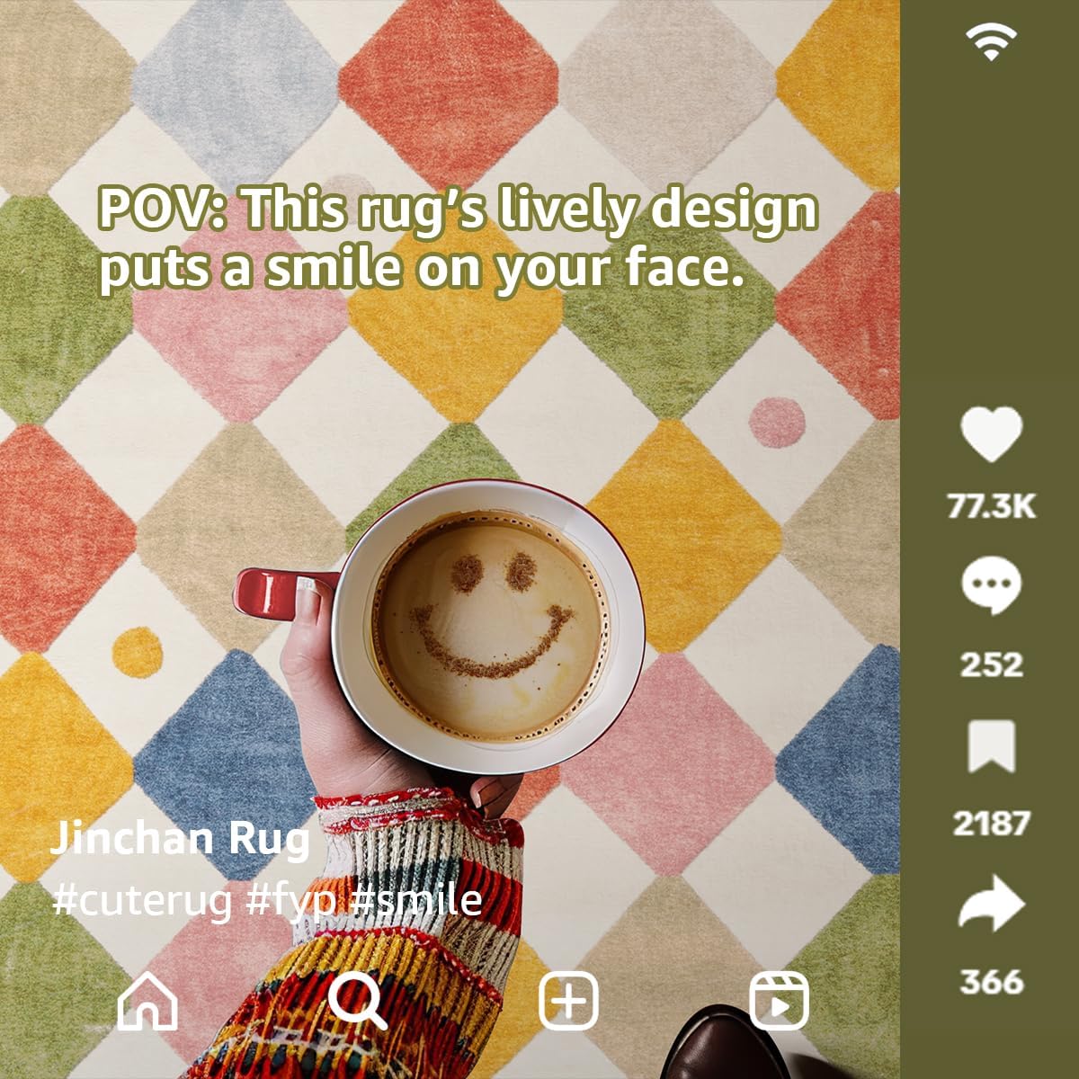 jinchan 2x6 Runner Rug Kids Hallway Washable Rug Indoor Soft Non Slip Modern Diamond Carpet for Nursery Room Bedroom Kitchen Laundry Room Circus on Cream