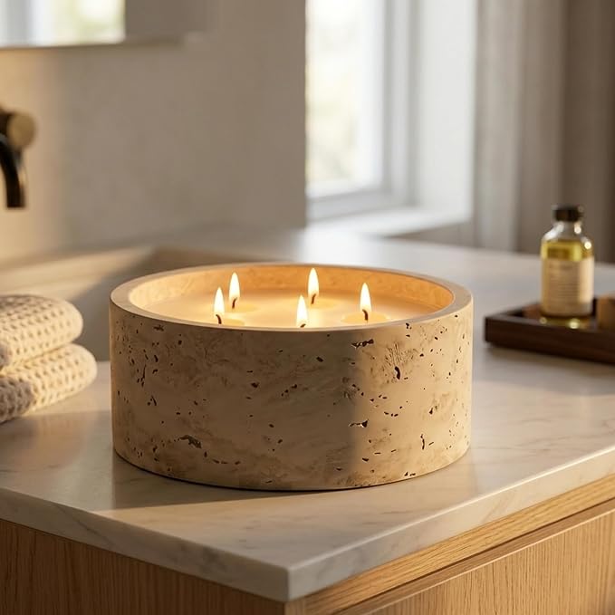 3-Wick Scented Candle-Amber & Musk & Vanilla,Soy Coconut Wax Blend Candle with Acacia Wood Lid,21oz Large Candle,45-Hour Long Burning,Aromatherapy Candle for Home Decor