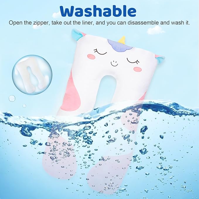 47x23 inch U Shaped Long Plush Body Pillows for Kids, Stuffed Animal Unicorn Soft Large Pillow for Sleeping, Big Cute Plushies, Washable Cover, Gift for Boys and Girls