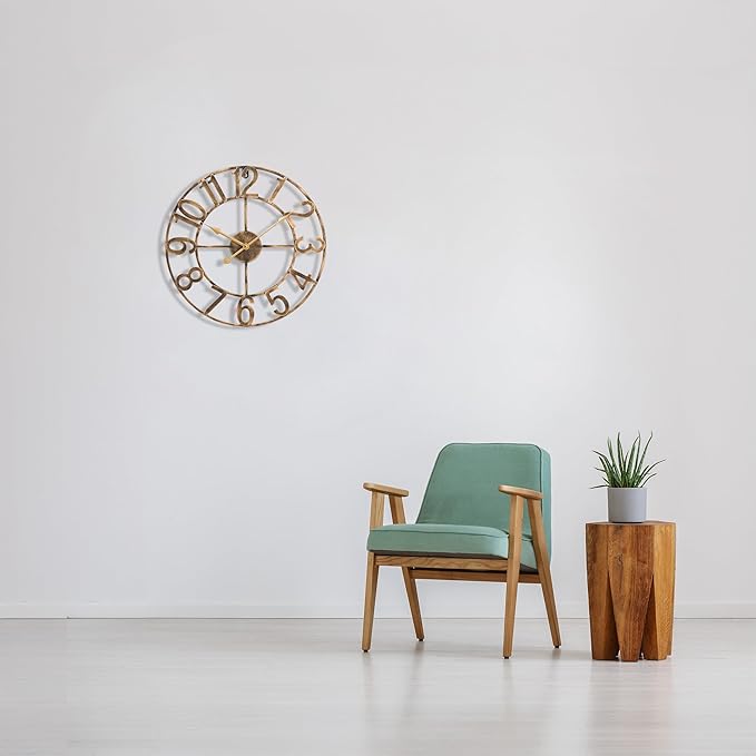 Sorbus Large Wall Clock for Living Room Decor - Wall Clock for Kitchen - 16 inch Big Wall Clock Decorative - Metal Wall Art - Analog Large Clock for Bedroom, Home, Kitchen, Office, Wall Decor (Bronze)