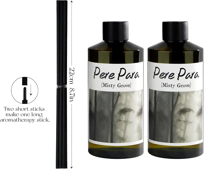 Misty Grove Scent Premium Reed Diffuser Set - 2 Pack, 400ml /14.1 fl.oz Scented Oil with 6 Sticks | Long-Lasting Fragrance for Home & Office | Luxury Gift