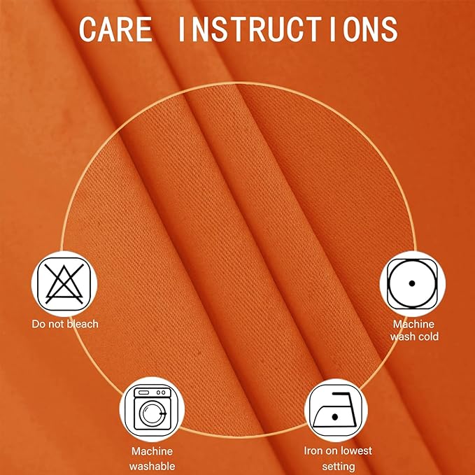 LEMOMO Blackout Curtains 52 x 120 Inch Long Orange Curtains Set of 2 Panels Room Darkening Curtains for Bedroom and Living Room