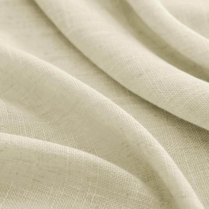 Joydeco Linen Curtains 96 inches Long 2 Panels Set,Light Filtering Curtains for Living Room Bedroom, Window Long Drapes with Rod Pockets Back Tab (W52 x L96 Inch, Natural)