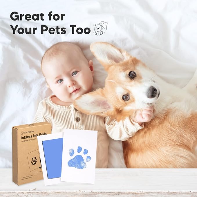 KeaBabies 4-Pack Inkless Hand and Footprint Kit and First 5 Years Baby Memory Book Journal - Ink Pad for Baby Hand and Footprints - 90 Pages Hardcover First Year Keepsake Milestone Baby Book